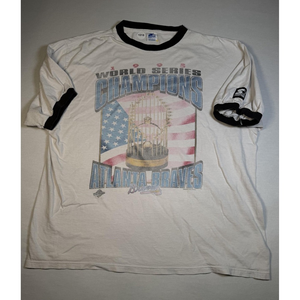 Vintage Atlanta Braves Shirt Mens XL MLB Baseball Starter 1995 World Series
